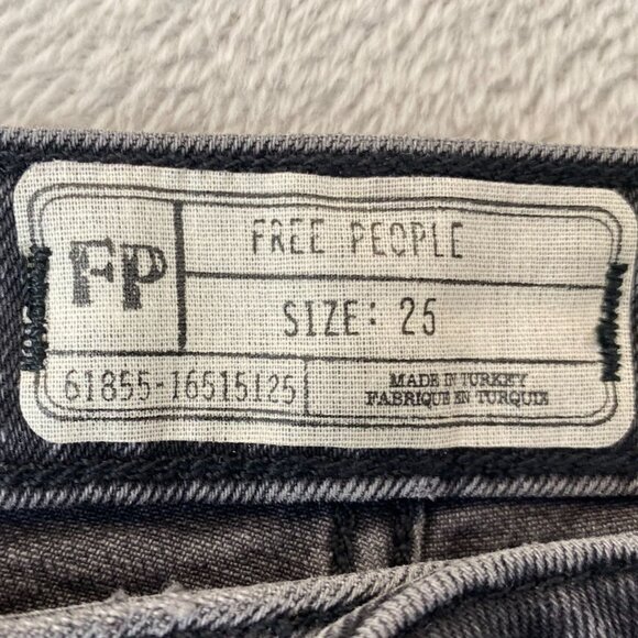 Free People Womans Jeans Size 25 High-Waisted Distressed Black Denim - Picture 2 of 10